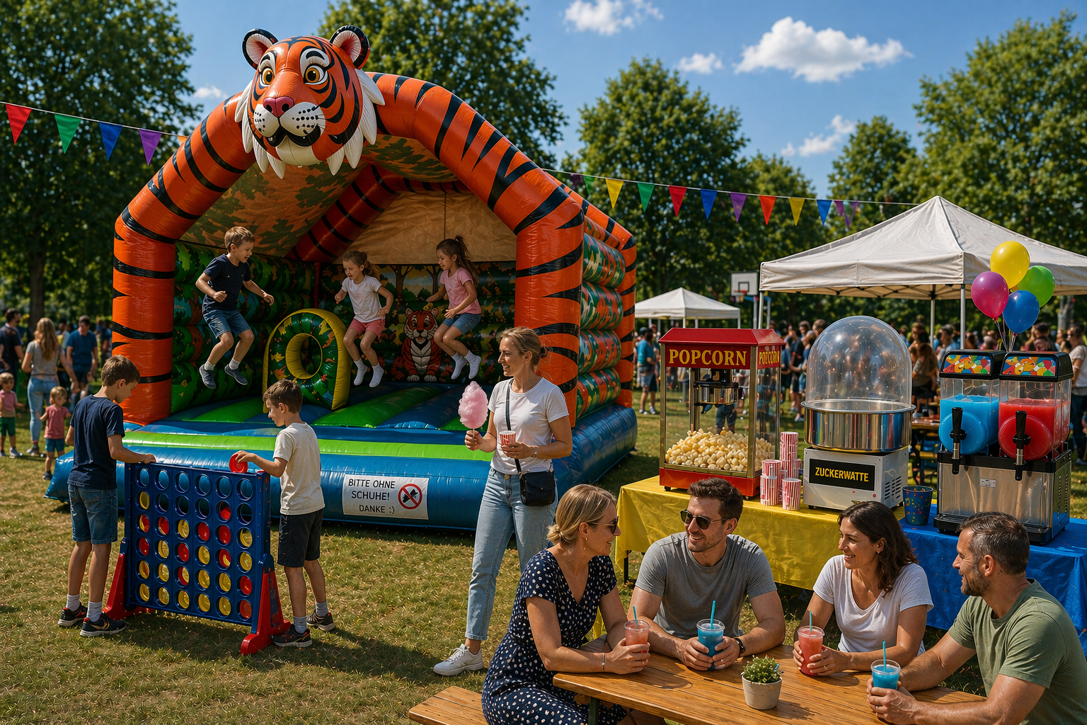 Kindergeburtstag mit Hüpfburg, Popcorn und Slush-Maschine