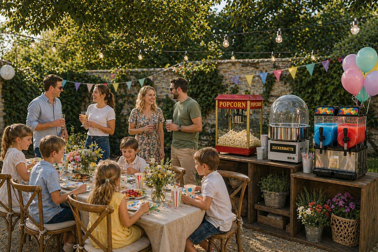 Kindergeburtstag mit Hüpfburg, Popcorn und Slush-Maschine