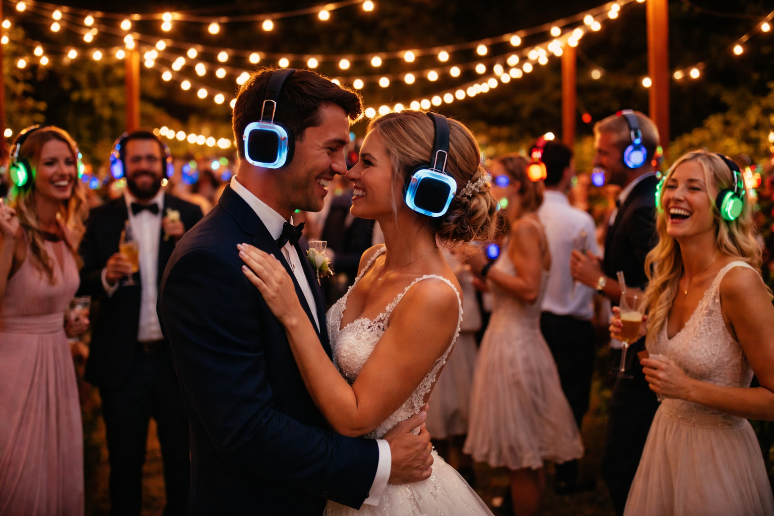 Silent Disco auf Hochzeit oder Event – Gäste mit Kopfhörern